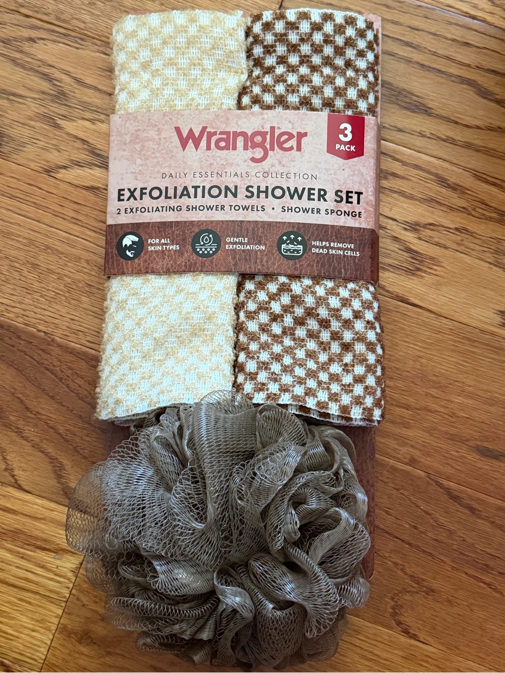Wrangler Men Exfoliation Shower Set - Brown & Cream
